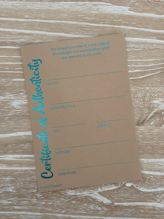 Certificate of Authenticity - Turquoise
