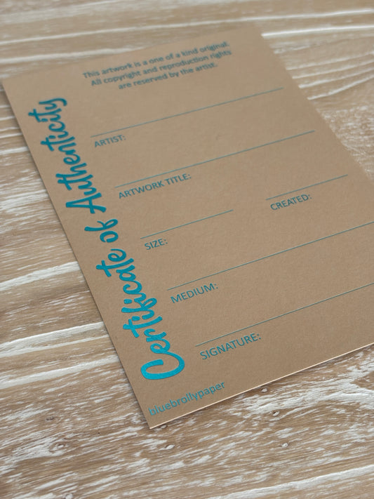 Certificate of Authenticity - Turquoise