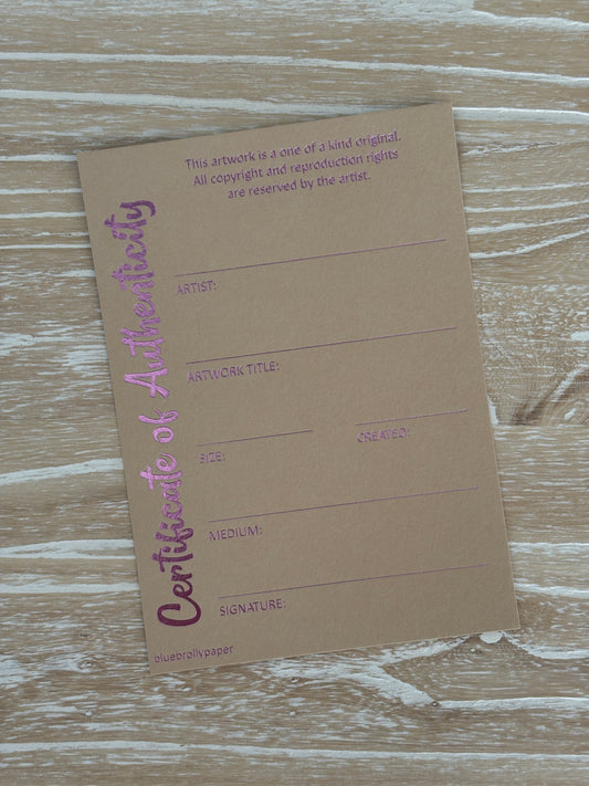 Certificate of Authenticity - Pale Pink